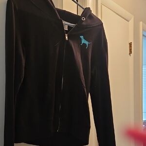 PINK Victoria's Secret Black Jacket with Blue Dog Logo